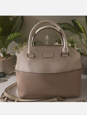kate spade Two-Tone Dome Satchel in Cream & Beige